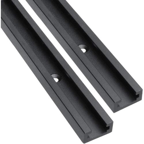 Aluminum 36 T-Track for Woodworking –Double Cut Profile Universal with Predrilled Mounting Holes -Woodworking and Clamps-Fine Sandblast Black Anodized 2PK