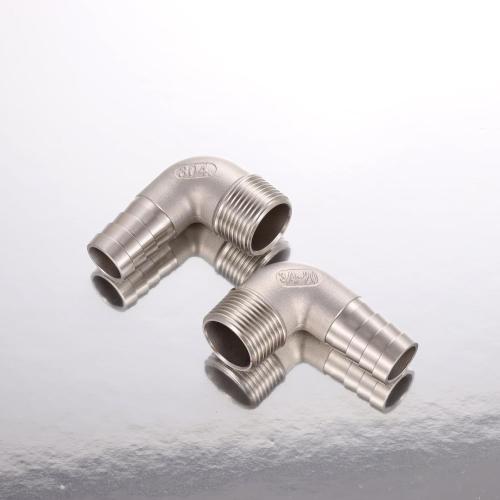 3/4 Hose Barb x 3/4 Male NPT 304 Stainless Steel 90 Degree Elbow- Home Brew Pipe Fitting，lead-free，2 pcs