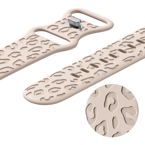 4Pack Leopard Engraved Bands Compatible with Apple Watch Band for women 40mm 41mm 42mm 38mm 44mm 45mm 46mm 49mm, Soft Silicone Cheetah Sport Strap for iWatch Series 10 9 8 7 6 5 4 3 2 1 Ultra/2 SE