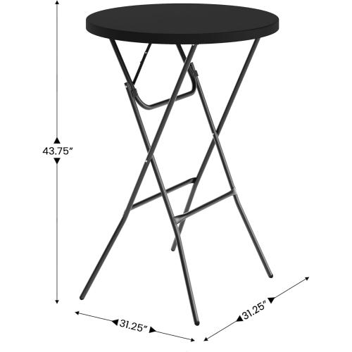 Flash Furniture Elon Round Folding Bar Height Table for Parties and Commercial Events, Indoor/Outdoor Plastic Bar Height Folding Table, 32, Black
