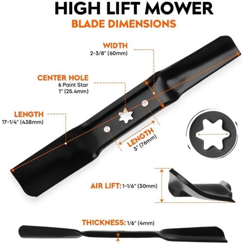ILONPA 942-05052A High Lift Mower Blades for Cub Cadet ZT1 XT1 50 inch Deck
