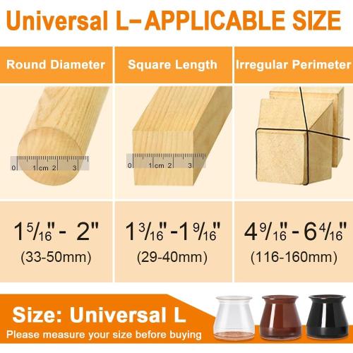 VIUME 24 Pcs Chair Leg Floor Protectors for Hardwood Floors Silicone Covers to Protect Wood Tile Floors Felt Pads Furniture Leg Caps Anti-Scratch Reduce Noise (Fit:1.3-2)