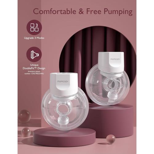 Momcozy Hands-Free Breast Pump S12 Pro, Wearable & Portable Pump with Soft DoubleFit Flange, 3 Modes | 9 Levels Double Electric Pump, Smart Display, 24mm, 2 Pack, Cozy White