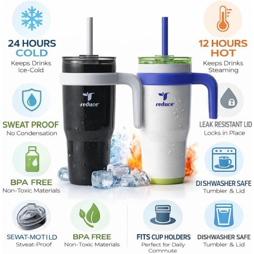 REDUCE 24 oz. Cold1 Tumbler, 2-Pack (Black & whitish)