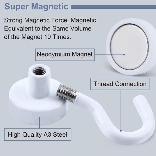 DIYMAG Magnetic Hooks, 30Lbs Strong Heavy Duty Cruise Magnet S-Hook for Classroom, Fridge, Hanging, Cabins, Grill, Kitchen, Garage, Workplace and Office Etc, (20 Pack-White)