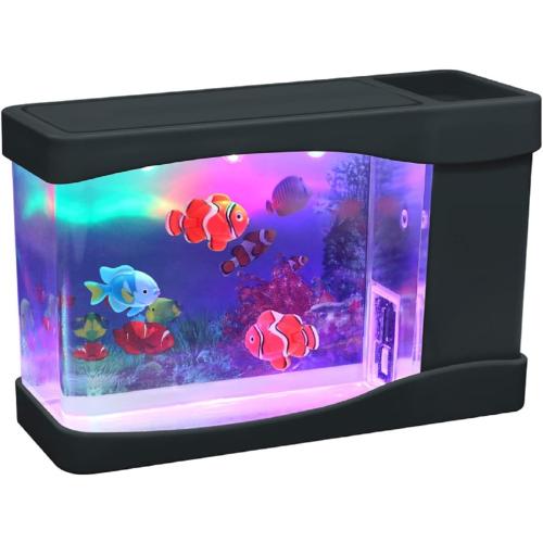 Lightahead® Artificial Mini Aquarium A Sensory Multi Colored LED Swimming Fish Tank with Bubbles