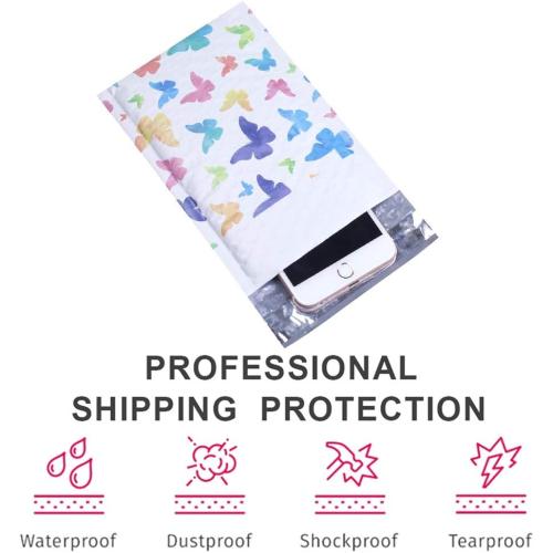 UCGOU Bubble Mailers 4x8 Inch Colorful Butterfly 50 Pack Poly Padded Envelopes Small Business Mailing Packaging Self Seal Waterproof Boutique Mail Shipping Bags for Jewelry Makeup Supplies #000