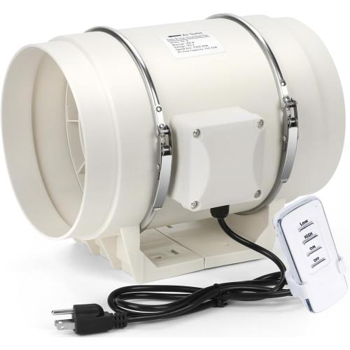 Nalle 8 Inch Inline Duct Fan Radon Fan with Variable Speed Controller 168W 740 CFM Ventilation Exhaust Blower Fans Efficient Quiet Copper Motor for Ducting Vents Bathroom Kitchen