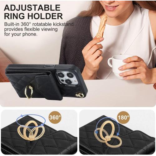 Wrist Strap Leather Phone Case for iPhone 11 12 13 14 15 Pro Max Wallet with Card Holder Shockproof Protective case,Wine Red,for iPhone 11