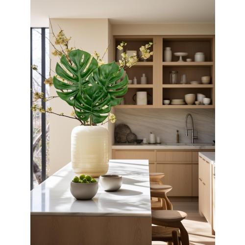 DILATATA 3 Pack Artificial Monstera Leaves with Long Stem for Vase - Fake Tropical Plants Palm Leaves Realistic Philo Turtle Leaves for Home Wedding Party Decor
