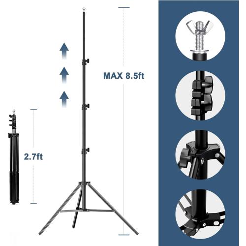 Photo Backdrop Stand, LCUIRC 10x8.5ft (WxH) Photo Background Banner Stand with 4 Crossbars, 8 Spring Clamps, 2 Sandbags, and Carrying Bag for Parties Events Decoration Advertising Display