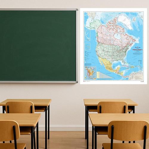 North America Wall Map - Atlas of Canada - 34 x 39 Laminated