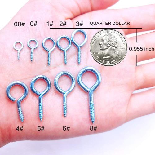 191pcs Screw Eyes Zinc Plated Metal Eye Hook Screw Self Tapping Screws Includes 9 Sizes Color Black