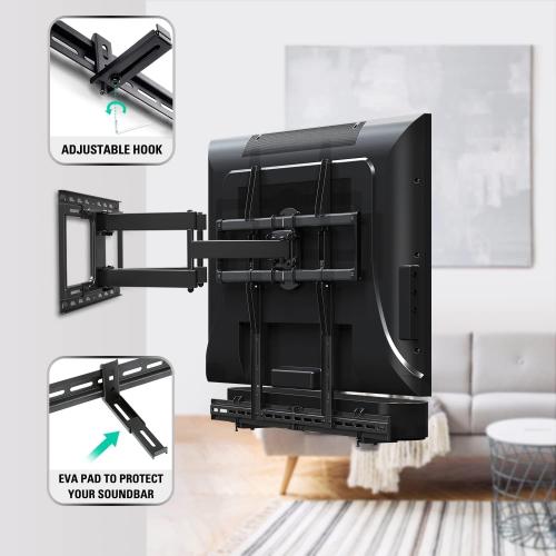 Mounting Dream Soundbar Mount Sound Bar TV Bracket with Holes/Without Holes, Non-Slip Base Holder Extends 3.4 to 6.1, Up to 20 LBS, Safe and Easy to Install MD5425