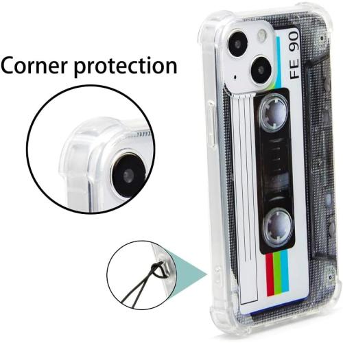 FAteamll Case for iPhone 13 Mini Matte Finish Heavy Duty Soft Back Cover with Reinforced Corners TPU Soft Bumper Retro Cassette Tape Case Compatible with iPhone 13 Mini
