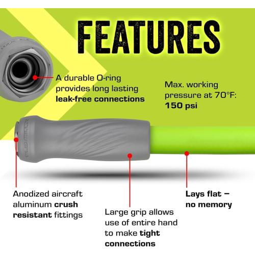 Flexzilla Garden Lead-in Hose with SwivelGrip, 5/8 in. x 3 ft., Lightweight All-Weather Water Hose, Durable and Flexible, Leak-Free Connections