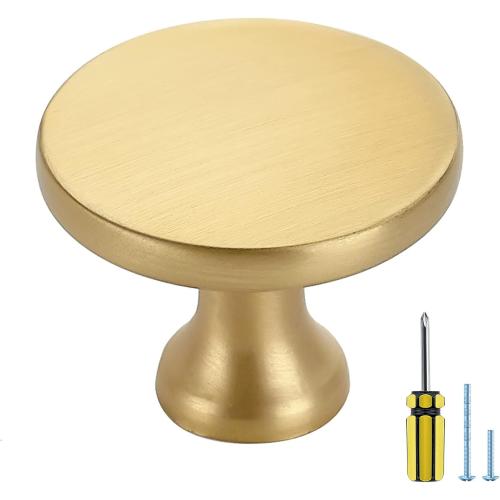 Ravinte 25 Pack Solid Metal Knobs Dresser Drawer Knobs Gold Cabinet Hardware Round Cabinet Door Knobs Drawer Knobs Kitchen Cabinet Knobs Brushed Brass Drawer Pulls