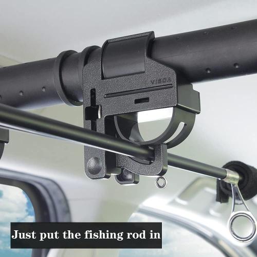 LITTLEMOLE Vehicle Fishing Rod Holder, 6 Rod Capacity, Heavy Duty Adjustable 34-57 Inch, Car Fishing Pole Roof Rack for Trucks SUVs Wagons Vans
