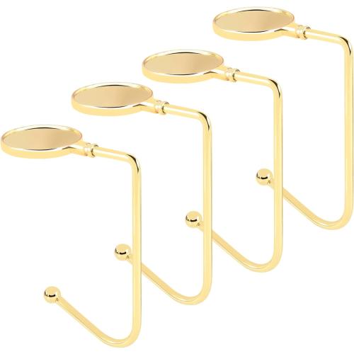 Christmas Stocking Holders for Mantle, Upgrade Non-Slip Christmas Safety Stocking Holder Mantle Hooks Hanger Grip for Party Decoration(Gold-4P)
