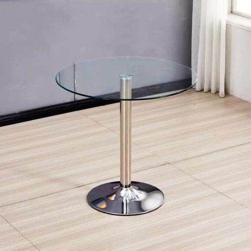 27.3 Round Glass Dining Table, Modern Circular, Sturdy Base and Perfect for 2-4 Seat, Bistro Style for Dining Room, Living Room, Balcony, Cafe