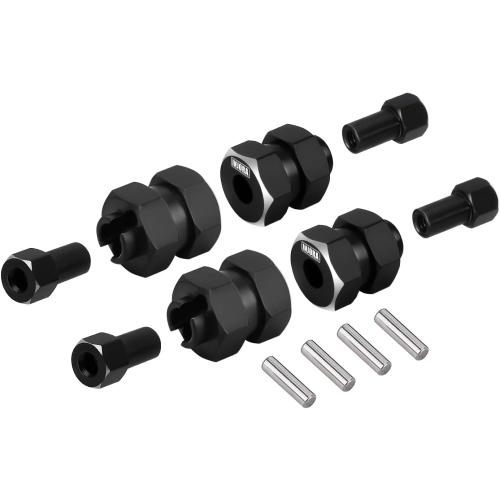 INJORA Black Stainless Steel Wheel Hex Hub  5mm Extenders for Axial SCX24 Upgrade 1/24 RC Crawler, 12g/Set