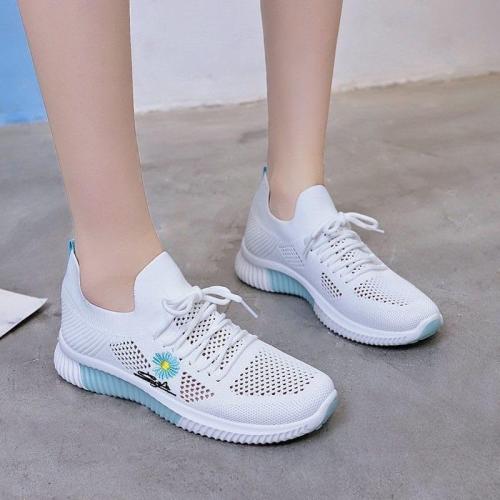 EkOkim Lightweight Soft Bottom Non-Slip Sports Casual Shoes Women's Hollow Fly Woven Summer Breathable Mesh Shoes (Color : Blue, Size : 38