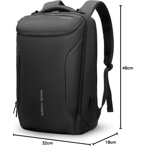 MARK RYDEN Business Backpack for Men, Waterproof High Tech Backpack with Sport Car Shape Design and USB Charging Port, Travel Laptop Backpack Fits 17.3 Inch Notebook
