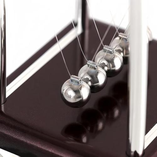 Newton's Cradle with 5 Steel Balls, Balance Pendulum for Physics Learning, Home & Office Decor, Stress Relief Educational Gift (Deep Red Base)