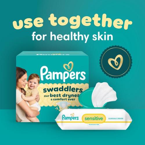 Pampers Swaddlers Diapers, Size 3 (13-26 lbs), 168 Count, Absorbent, Keeps Baby Dry and Comfortable, Skin Safe Disposable Baby Diaper (Packaging May Vary)