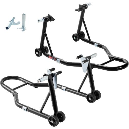 Motorcycle Stand 850LB Sport Bike Front and Rear Wheel Lift Swingarm Paddock Stands Black, U L