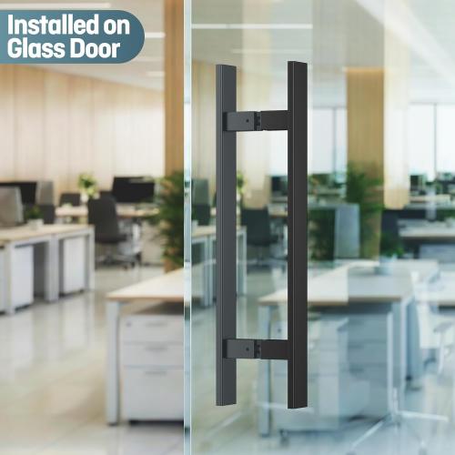 Ranbo 24 Door Pull Handle, 1.2mm 304 Stainless Steel, Matte Black | 15-3/4 Hole Spacing, Fits 1/4–3/4 Glass Doors and 1-3/8–2-3/16 Wood Doors, for Entry, Commercial and Storefront Door
