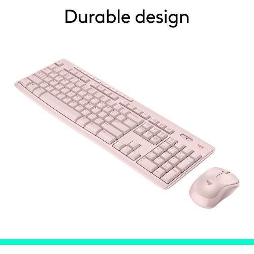 Logitech MK270 Wireless Keyboard and Mouse Combo for Windows, 2.4 GHz, 8 Multimedia Keys, PC, Laptop, Wireless Keyboard Compact Mouse Combo - Rose