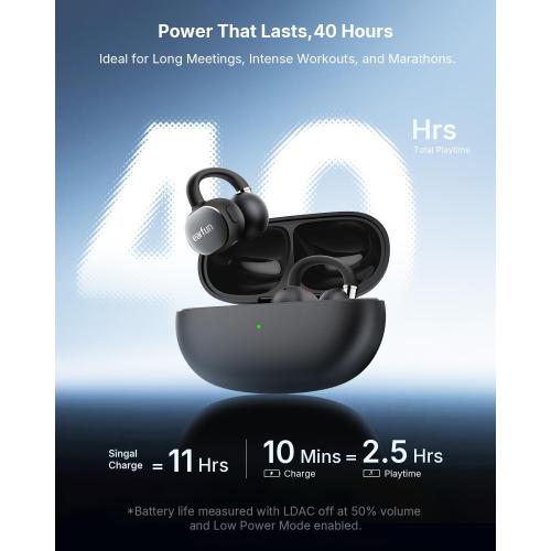 EarFun Clip 2 Open Ear Earbuds, Clip On Headphones, AI Translation Earbuds | LDAC, Hi-Res Audio, Bluetooth 6.0 for Running, Workout, 12mm Titanium Driver, 4 Mics AI Clear Call, Secure Fit, 40H Playtime