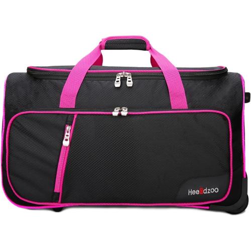 Dance Bag With Garment Rack,23inch Dance Competition Garment Bags with Clothes rack,Suitcase,Rolling duffle For Travel, Wheeled Drop-Bottom Upright Luggage Closet Suitcase (Pink