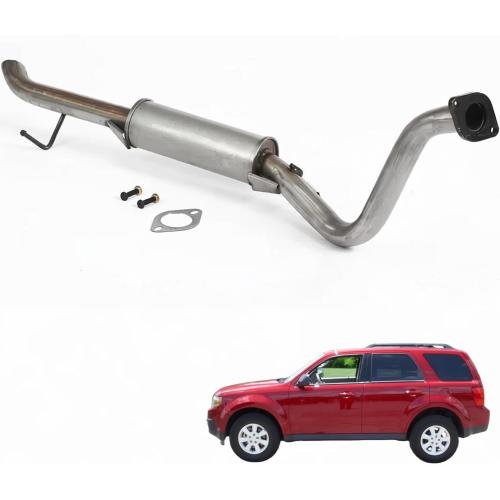 Ratzdala 54803 Stainless Steel Direct Fit Rear Exhaust Muffler Fit For Ford Escape 2.5L 2009-2012 (Hybrid, Limited, XLS, XLT) Mazda Tribute 2.5L 2009-2011 (I), New Replacement With Accessories