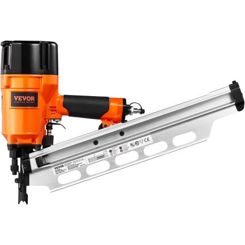 VEVOR Framing Nailer, 80-120PSI Air Nail Gun, 2 to 3-1/2 21 Degree Full Round Head Pneumatic Framing Nailer with Tool-Less Depth Adjustment & Dual Trigger Modes, Ideal for Framing Decking Flooring