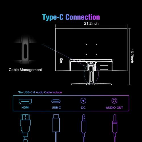 SANSUI Monitor 24 inch 100Hz USB Type-C Computer Monitor丨FHD 1080P PC Monitor丨HDMI丨FreeSync丨HDR丨Earphone Jack丨 Ergonomic Tilt for Home and Office