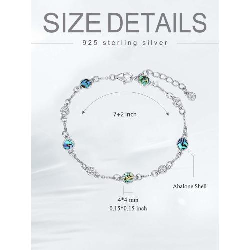 HPQQ Anklet Bracelet for Women 925 Sterling Silver Natural Stone Chain Ankle Bracelet Beach Summer Fine Jewelry Birthday Mothers Day Gifts for Women Her Mom