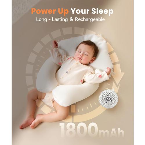 Dreamegg Portable Noise Machine for Baby Adult, Features Powerful Battery, 21 Soothing Sound, Noise Canceling for Office & Sleeping, Sound Therapy for Home, Travel, Registry Gift, Classic White