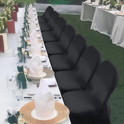 Babenest Spandex Folding Chair Covers Halloween Upgraded 10 PCS Universal Stretch Washable Fitted Chair Slipcovers Protector for Wedding, Holidays, Banquet, Party, Celebration (Black)‼️no visible damage they are thin (sheer)‼️