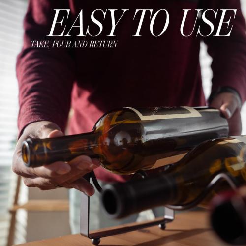 1-Tier Wine Rack for Countertop - Stackable Metal Wine Bottle Holder for 4 Bottles - Free-Standing Wine Organizer & Storage for Cabinet, Pantry, Counter - Dark Copper Wine Bottle Rack by Salvino