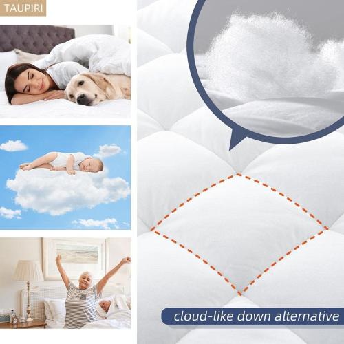 Taupiri King Quilted Mattress Pad Cover with Deep Pocket (8-21), White | Fitted Soft Pillow Top Bed Topper, Down Alternative Cooling Mattress Protector
