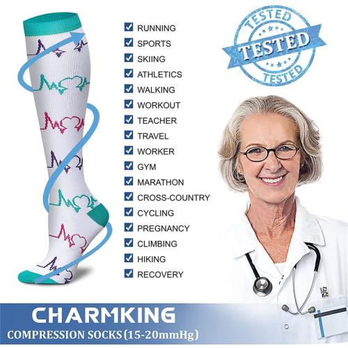 CHARMKING Compression Socks for Women & Men Circulation (8 Pairs) 15-20 mmHg is Best Support for Athletic Running,Hiking