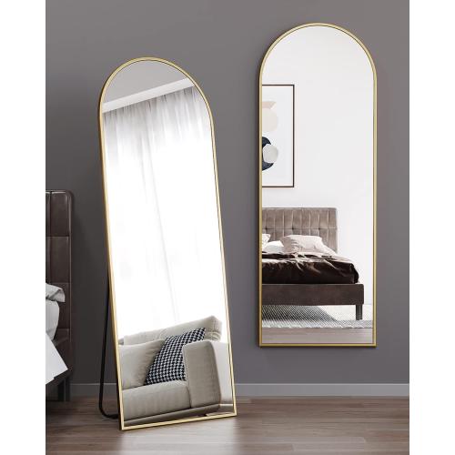 Floor Mirror, Full Length Mirror with Stand, Arched Wall Mirror, Gold Floor Mirror Freestanding, Wall Mounted Mirror for Bedroom Living Room, Gold