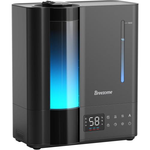 BREEZOME 8L Humidifiers for Bedroom, Warm & Cool Mist for Large Room Home, Top Fill Ultrasonic Humidifier, Humidity Sensor, Essential Oil, 60H Runtime, Quiet for Baby, Plants, Fast Relief
