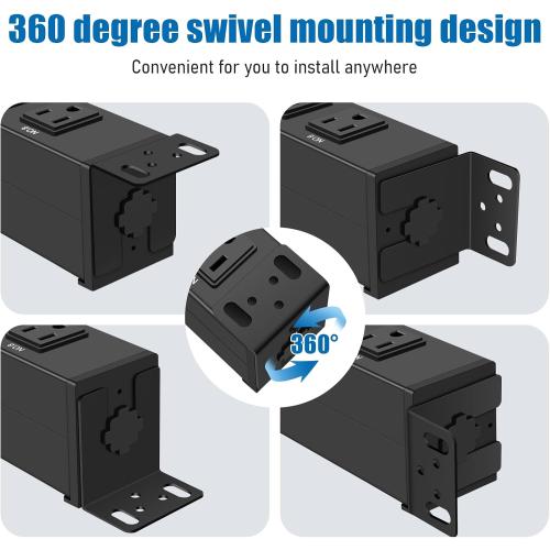 HHSOET 1U Rack Mount Surge Protection, 8 Outlet PDU Power Strip, Metal Mountable Outlet Strip with Switch,1200J, 6ft Power Cord.