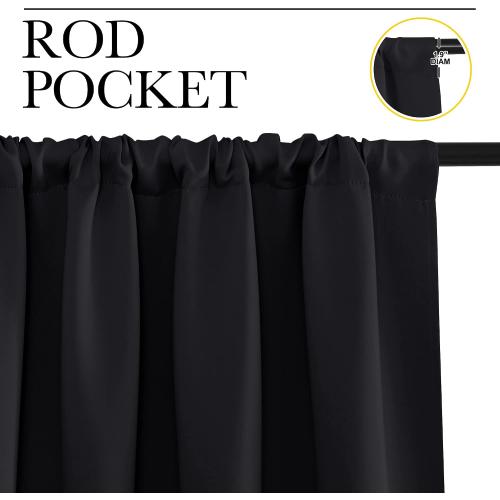 NICETOWN Short Curtains, Black Out RV Bunk Panels for Kitchen - Energy Smart Decoration Thermal Insulating Blackout Drapes/Draperies for Small Window (2 Panels, 34 inches Wide by 30 inches Long)