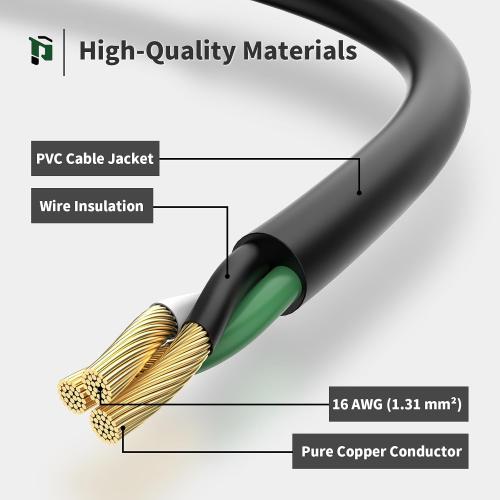 PLUGTUL Outdoor Extension Cord 25 FT | 16/3 Gauge Black Heavy Duty 3 Prong Extension Cord, 13A 1625W SJTW, ETL Listed, Great for Garden and Home