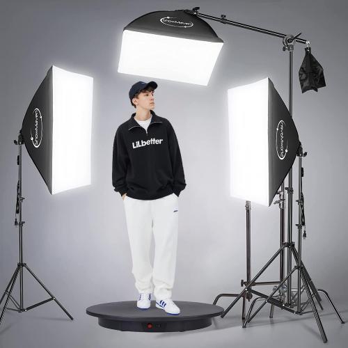 JAYEGT Motorized Rotating Display Stand, 350Lbs Load，360 Degree Electric Rotating Potography Turntable for Products Display，Live Show， Remote Control  5 Colors Backgrounds (Black/23.6Inch/Wired)