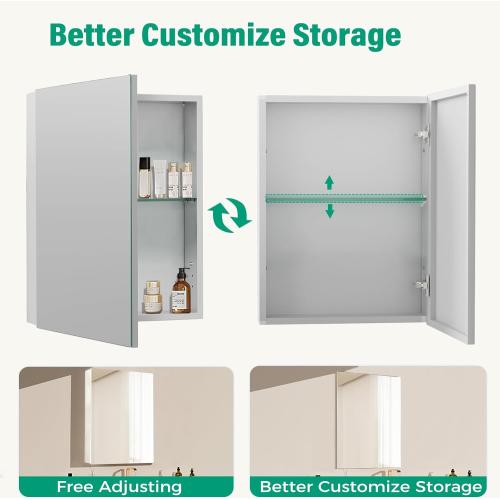 Medicine Cabinet Mirror,Bathroom Mirror with Storage 14 x 18 in | ﻿ Bathroom Medicine Cabinet With Mirror And Adjustable Shelves, Aluminum Recessed or Wall Mounted Medicine Cabinets